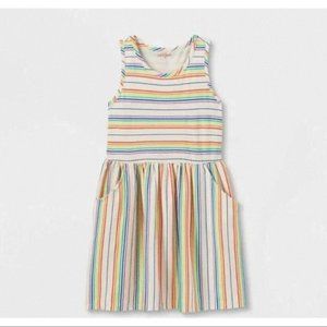 Cat & Jack Girl's Rainbow Stripe Sleeveless Dress sz XXL (18)